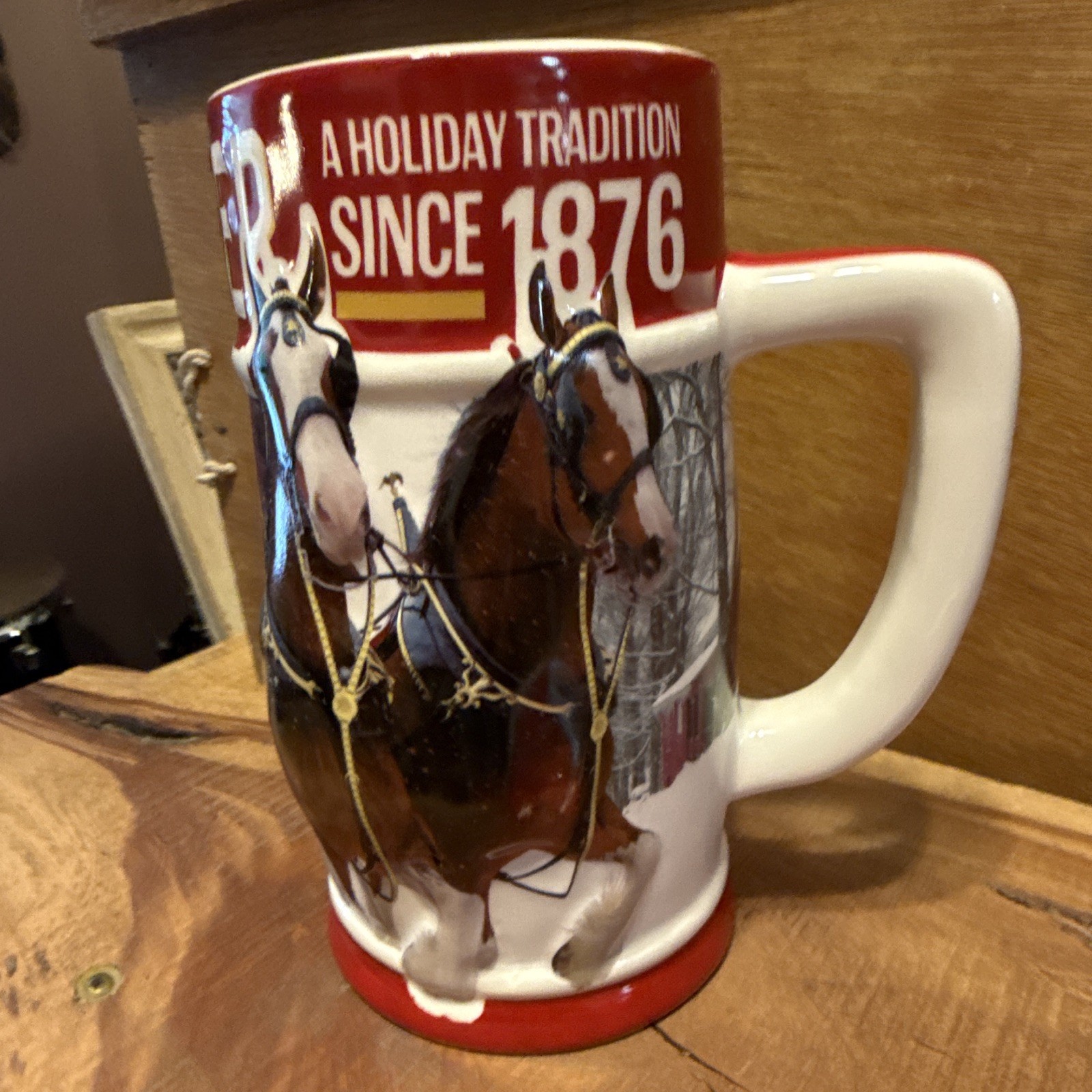 2018 Budweiser Holiday Stein 39th Anniv Clydesdales COA A Holiday Tradition