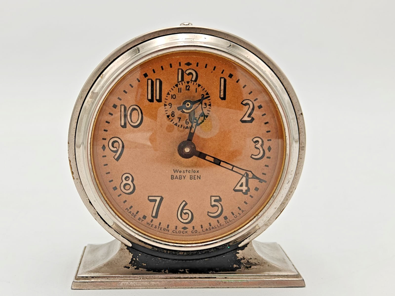 Antique 1931 Westclox Baby Ben Style 3 A2 61L Nickel Wind Up Alarm Clock Works