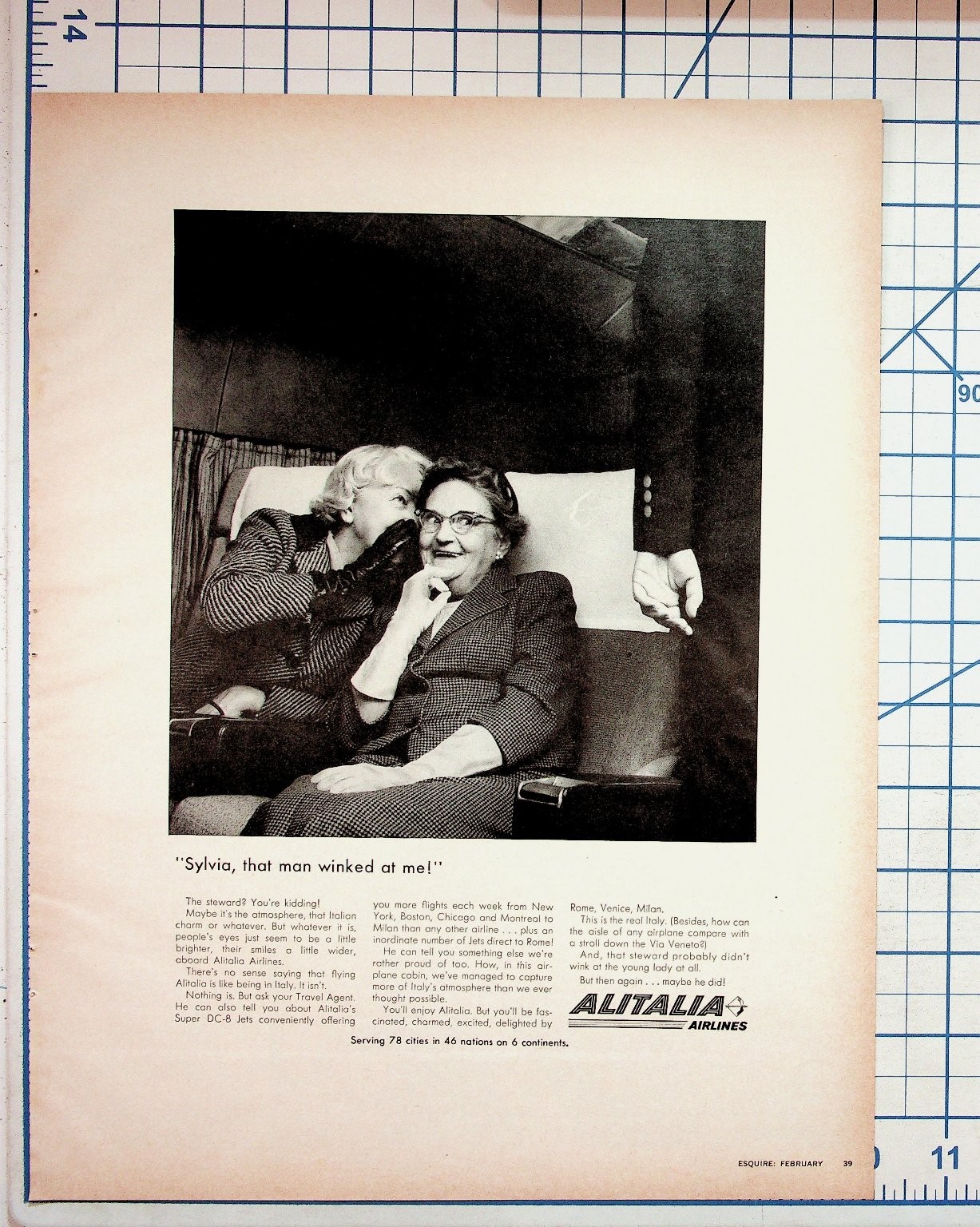 Vintage 1964 Alitalia Airlines Esquire Magazine Print Ad Italy Travel Vintage 1964 Alitalia Airlines Esquire Magazine Print Ad Italy Travel
