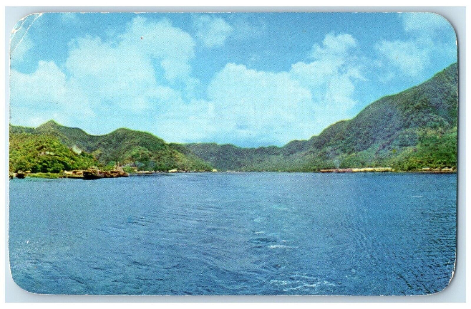 1961 Scenic Of Pago Pago Harbor Boat Samo Mountain View Vintage Postcard