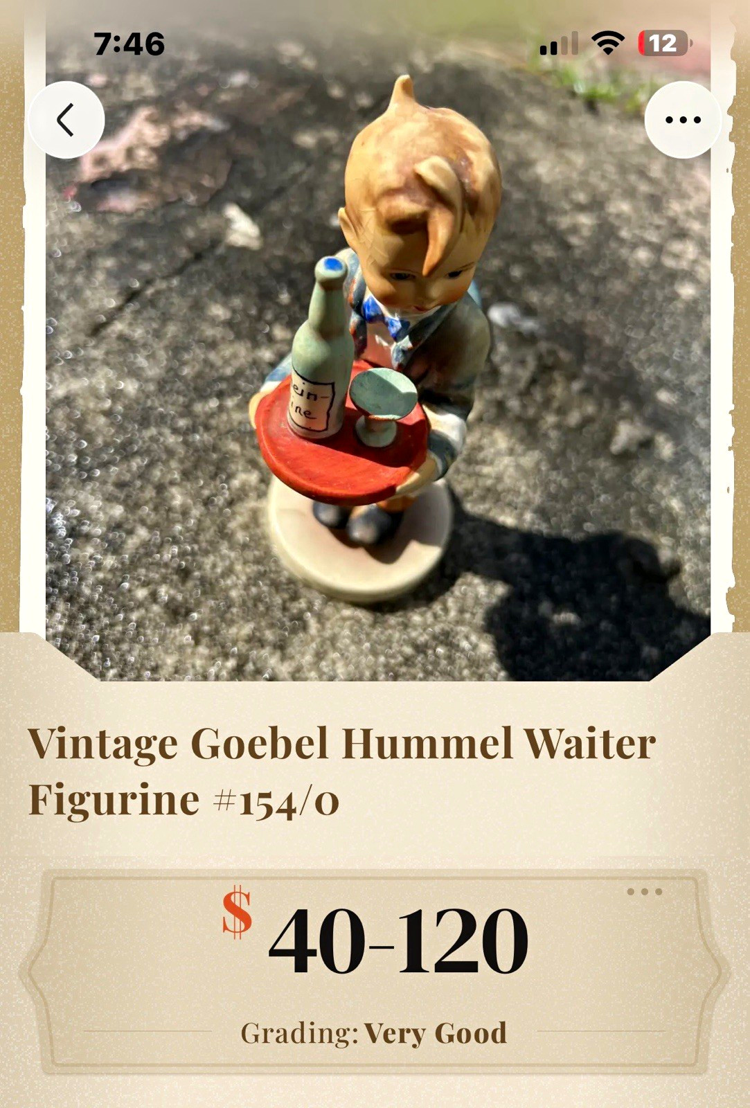 Goebel Hummel Waiter HUM 154/0 Porcelain Hand Painted Figurine Vintage