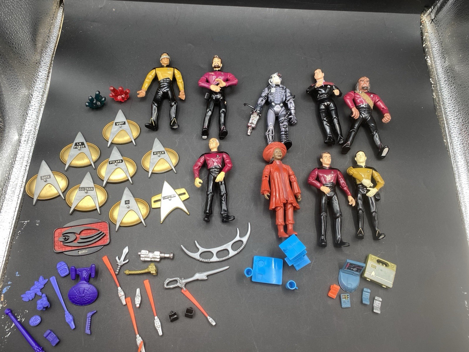 Lot Of 9 1990’s Playmates Star Trek Next Generation  Figures + Accessories