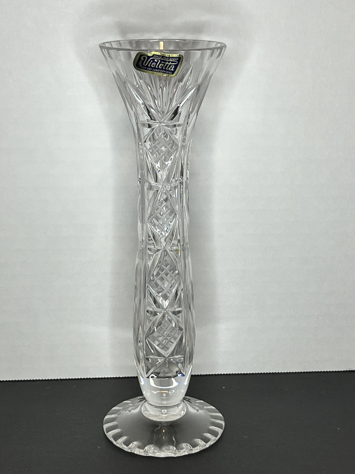 Violetta Handcut 24% Lead Crystal Bud Vase Poland Gift Flowers VGT Mom Violetta Handcut 24% Lead Crystal Bud Vase Poland Gift Flowers VGT Mom