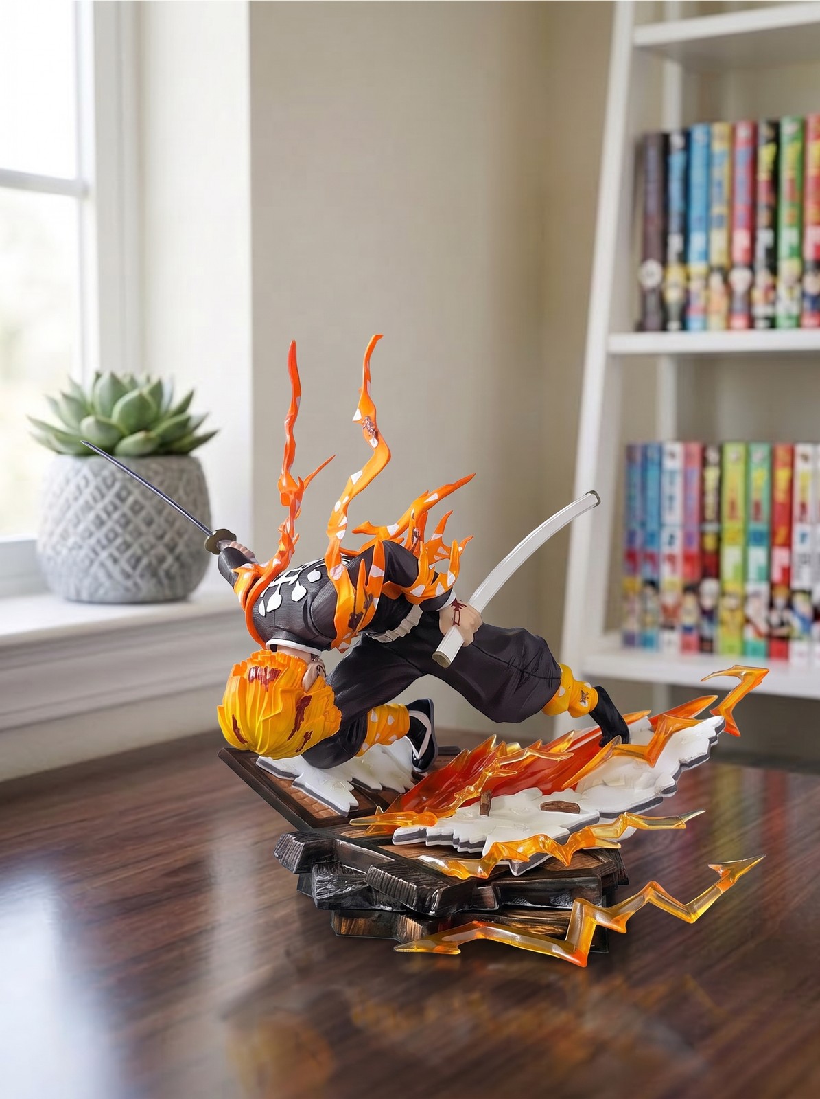 Demon Slayer Zenitsu Figure 28cm/11in Infinity Castle Flaming Thunder God Statue