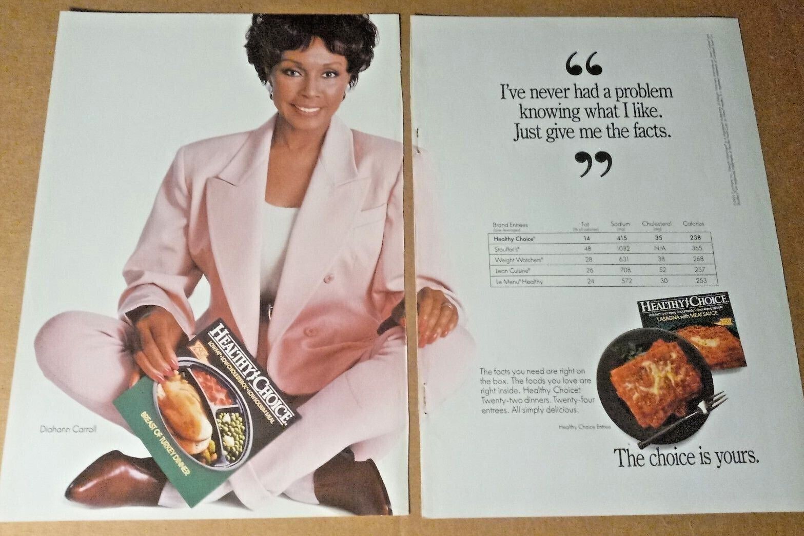 1991 advertising - DIAHANN CARROLL Healthy Choice frozen foods dinner Print AD