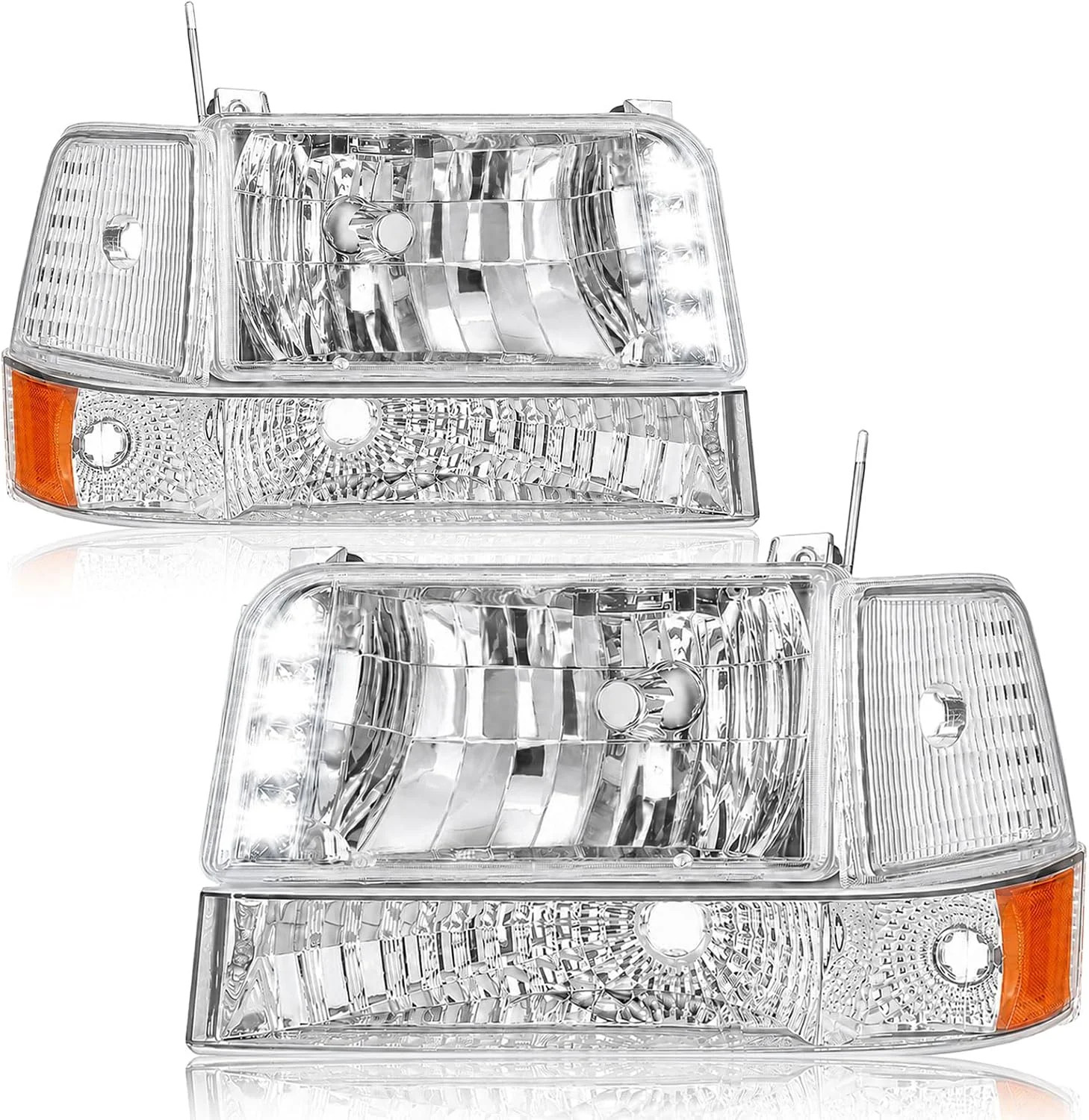 DimFlux Headlights Assembly for 1992-1996 Ford F150 F250 F350 Bronco