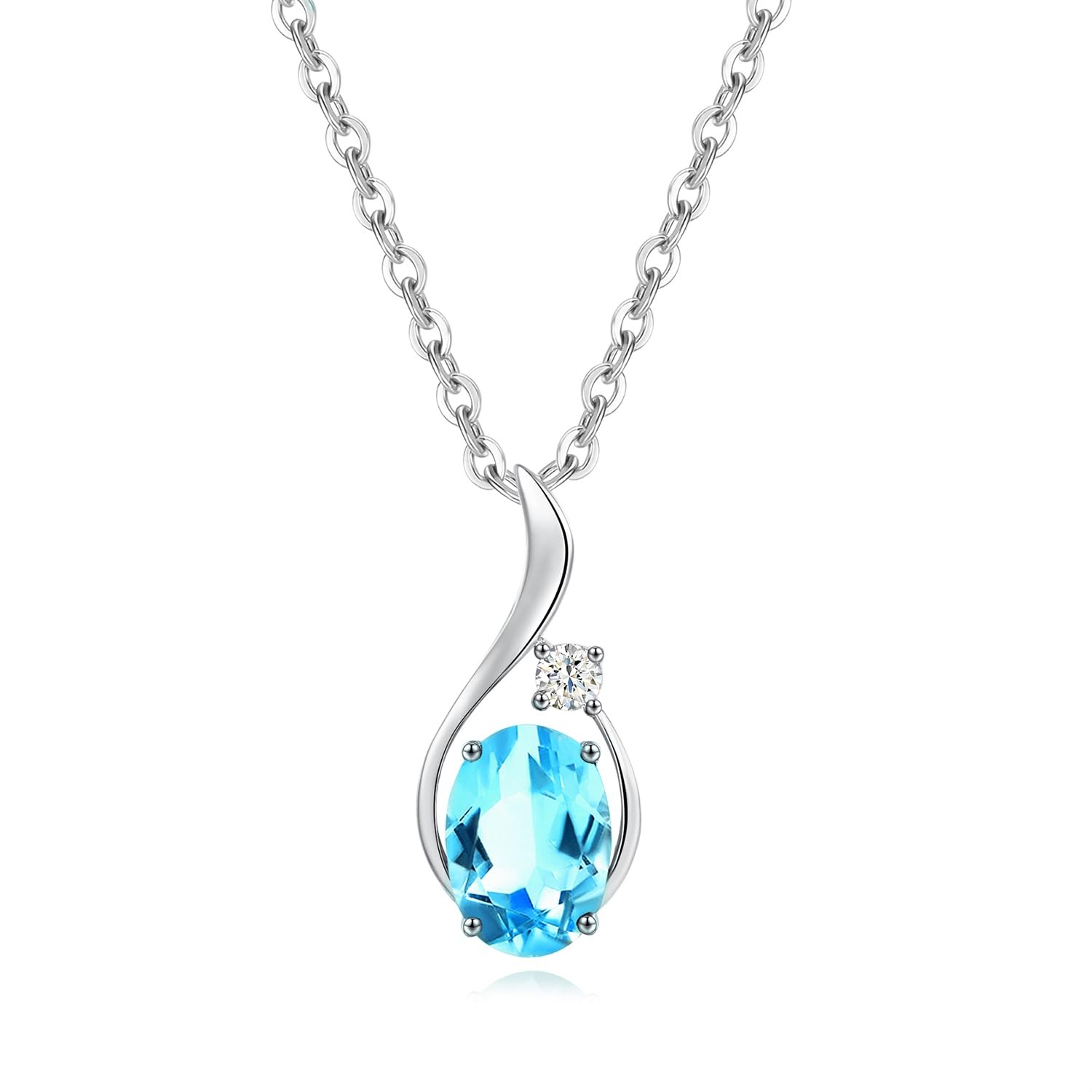 [Fancime] K14 White Gold Necklace For Women Eternal Glow Birthstone Christmas B_