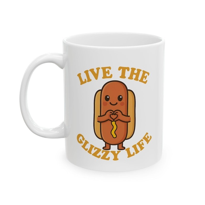 Glizzy Life Ceramic Mug Funny Hot Dog Coffee Cup - Kawaii BBQ Gift