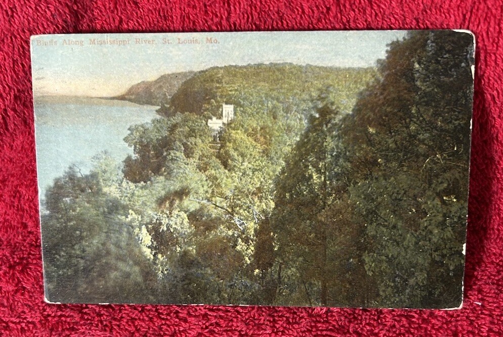 St. Louis,MO Scene Along Mississippi Showing Bluffs 1914 Missouri Postcard
