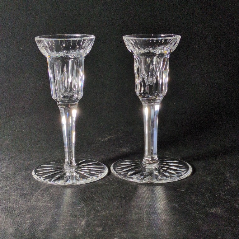 WATERFORD 24 CUT CANDLE HOLDERS, Cut Lead Crystal, 5 5/8
