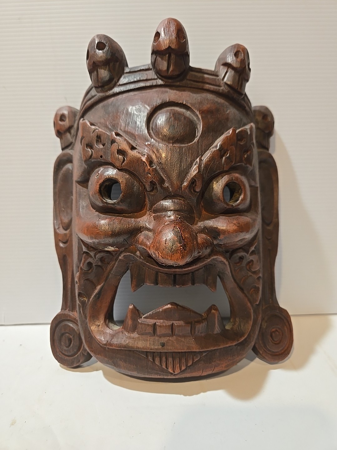 Nepal Tibet Buddhist Carved Wooden Wrathful Mahakhala Mask 9.5 Nepal Tibet Buddhist Carved Wooden Wrathful Mahakhala Mask 9.5