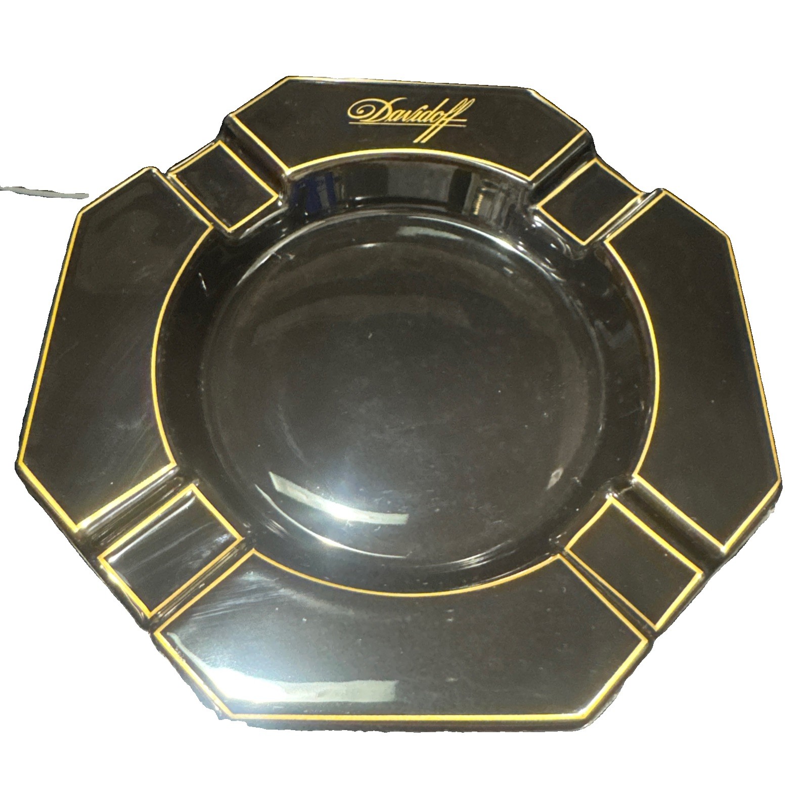Davidoff Black Porcelain Cigar Ashtray Heutchenreuther Germany Super Rare 6 x 6
