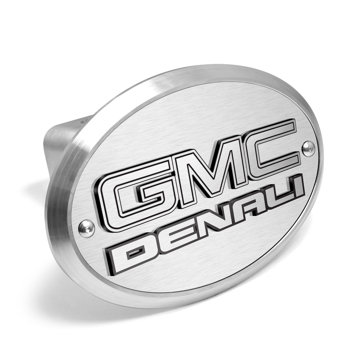 GMC Denali 3D Logo on Brushed Oval Billet Aluminum Hitch Cover