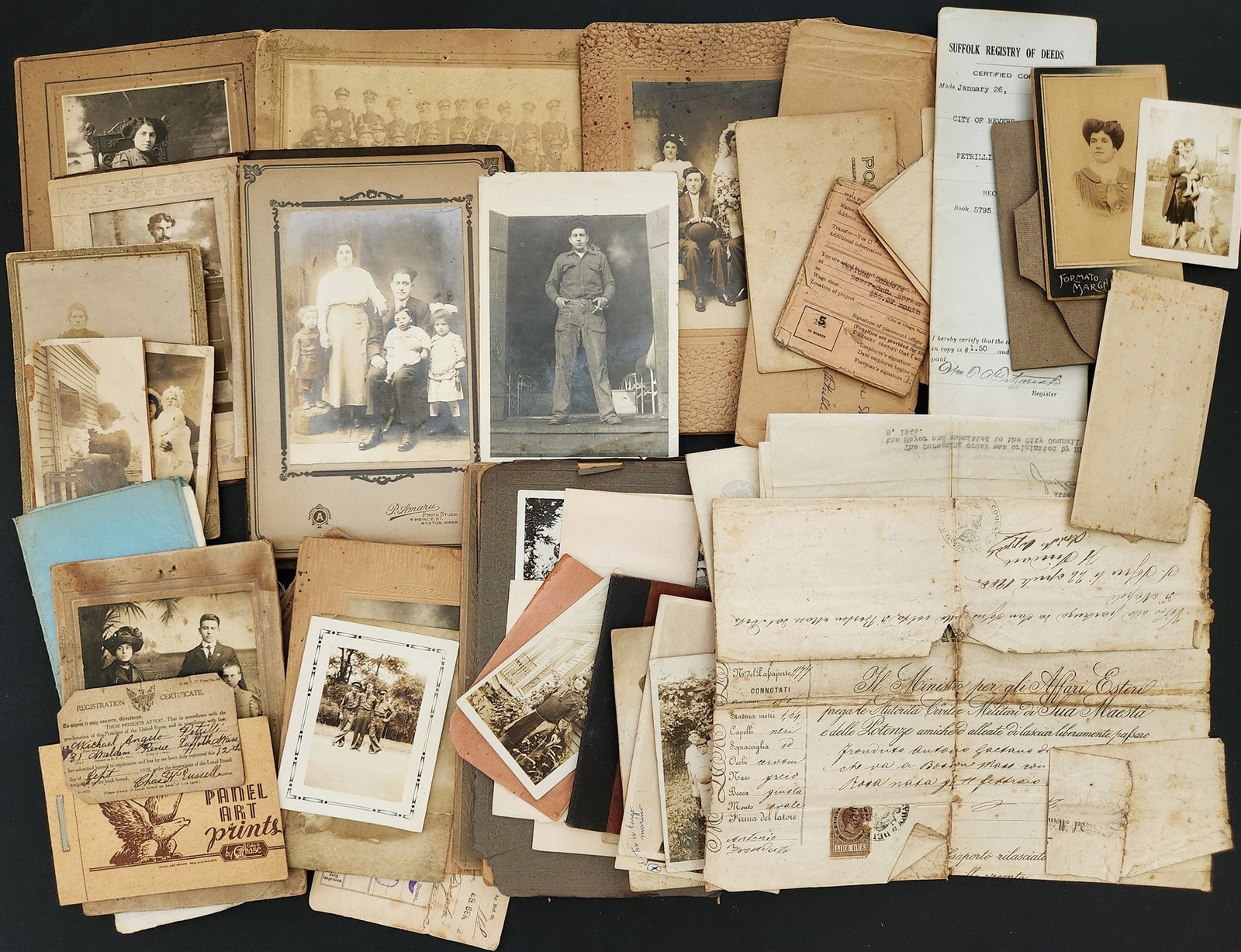 antique ITALIAN immigrant FAMILY revere ma PETRILLI papers photos doc LARGE LOT