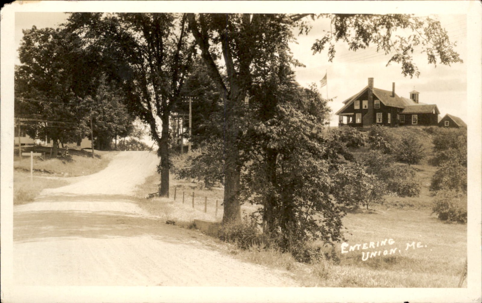 Union ME Road Entrance Real Photo c1920s-30s Real Photo Vintage Postcard bhn