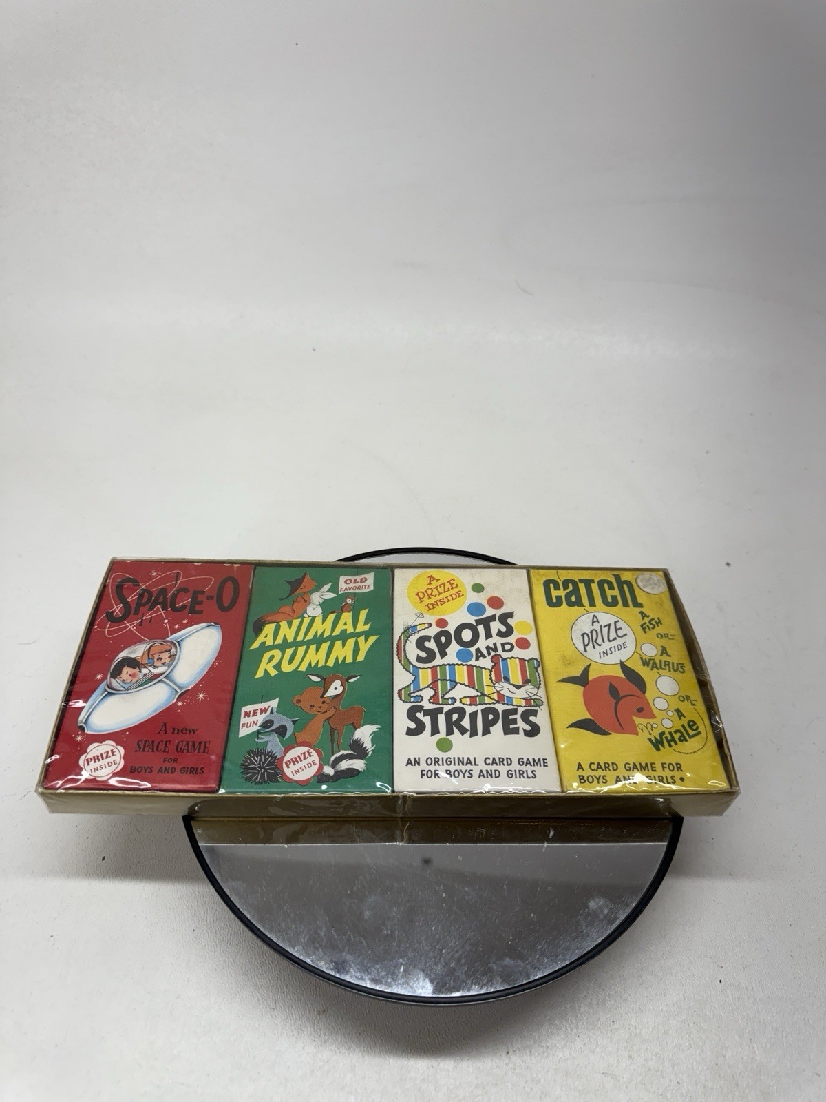 Vintage 1950s–60s Children’s Card Game Gift Set – Sealed 4-Pack Whitman Style