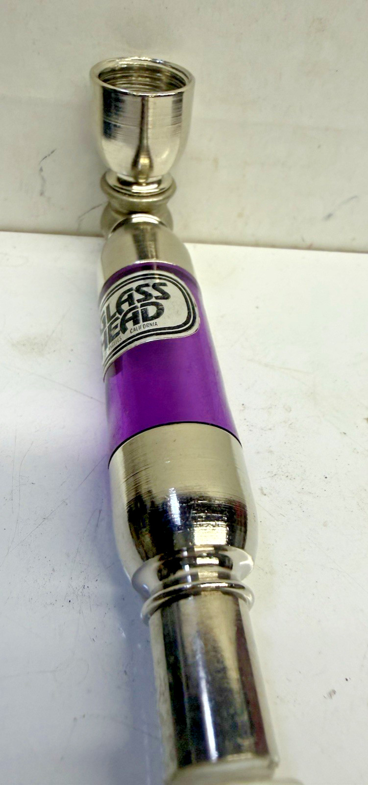 Purple Glass Head Tobacco Smoking Pipe Rare 1970's unused 4.5 inch With Sticker