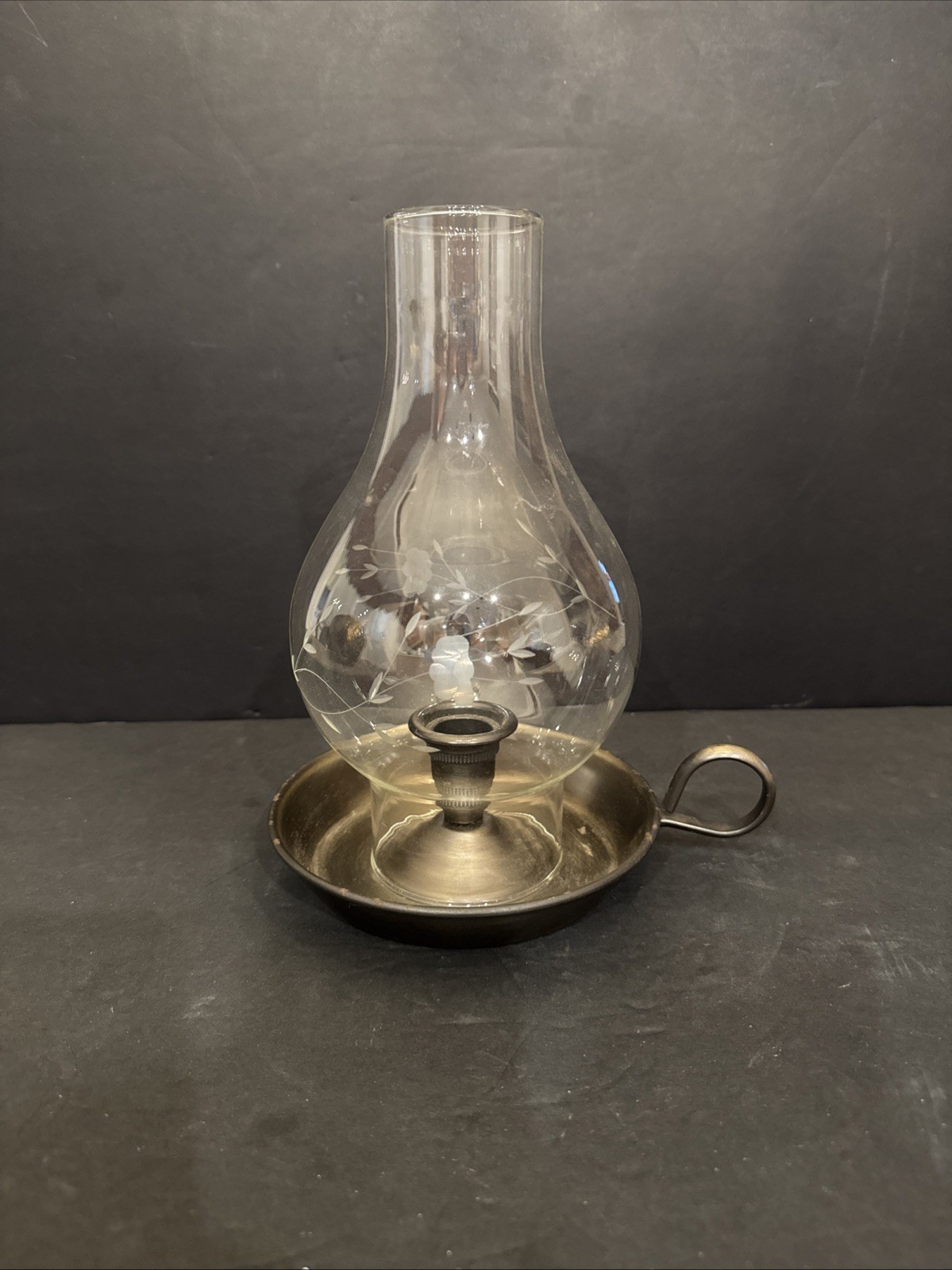 Vintage Princess House Heritage Brass Chamberstick Hurricane 9” H By 7.5” W