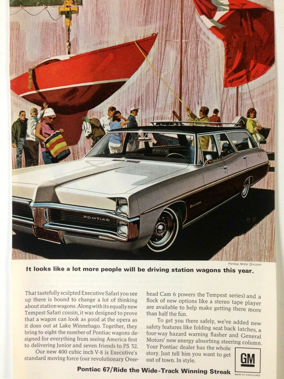 1967 Pontiac Executive Safari Wagon Print Ad Lot More People