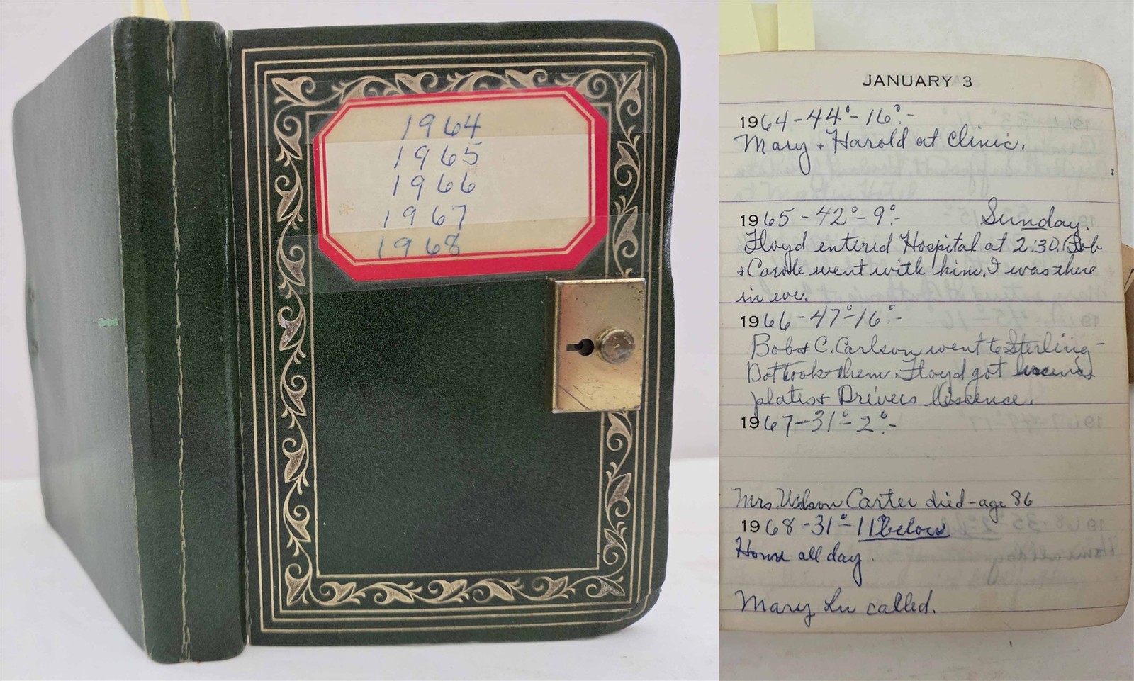 1964-68 vintage 5yr DIARY greeley co HELEN BOWLES betty daily life deaths family