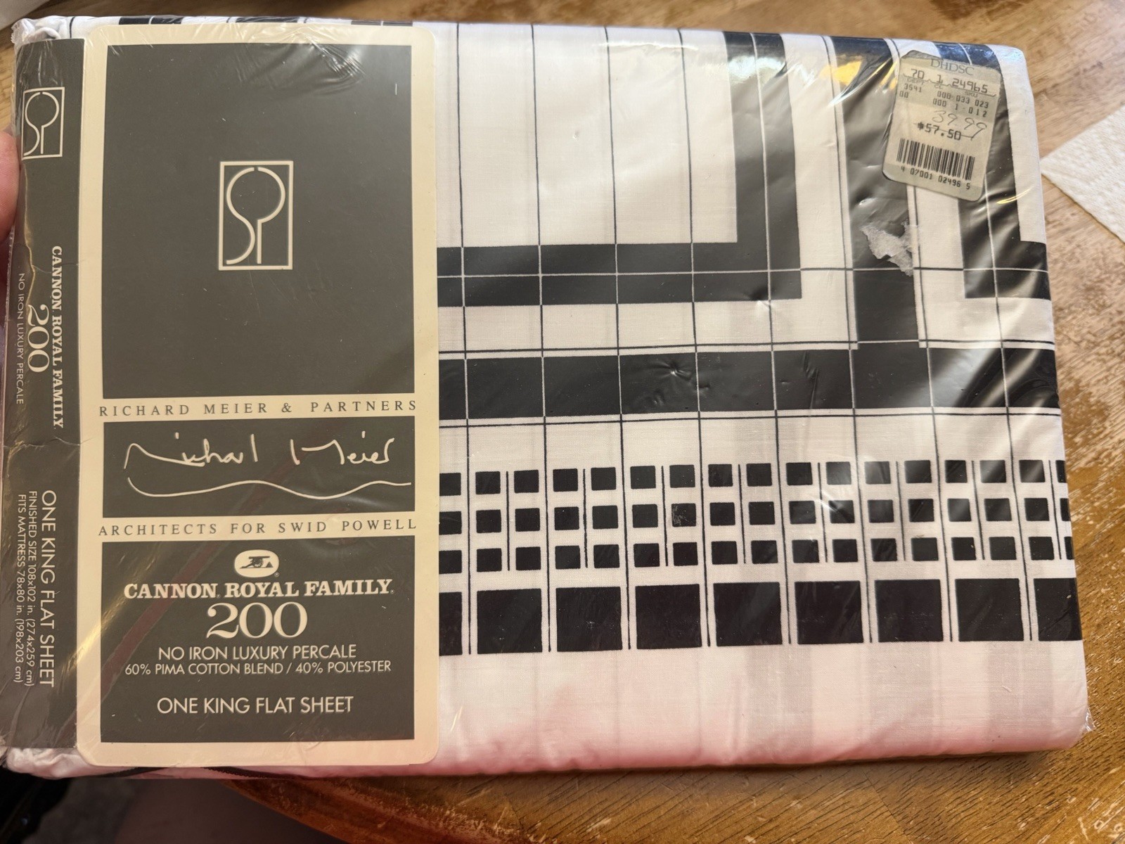 Vintage 1989 Richard Meier Swid Powell Cannon Royal Family King Flat Sheet New