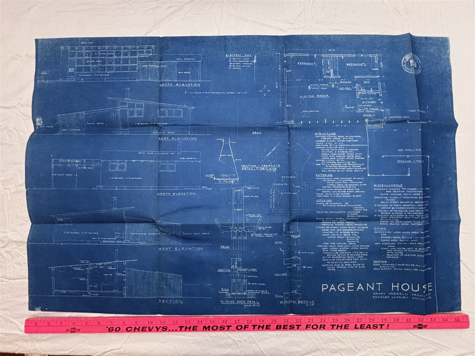 1949 Pageant Magazine Henry Hebbeln Architect Original Blueprints Vintage