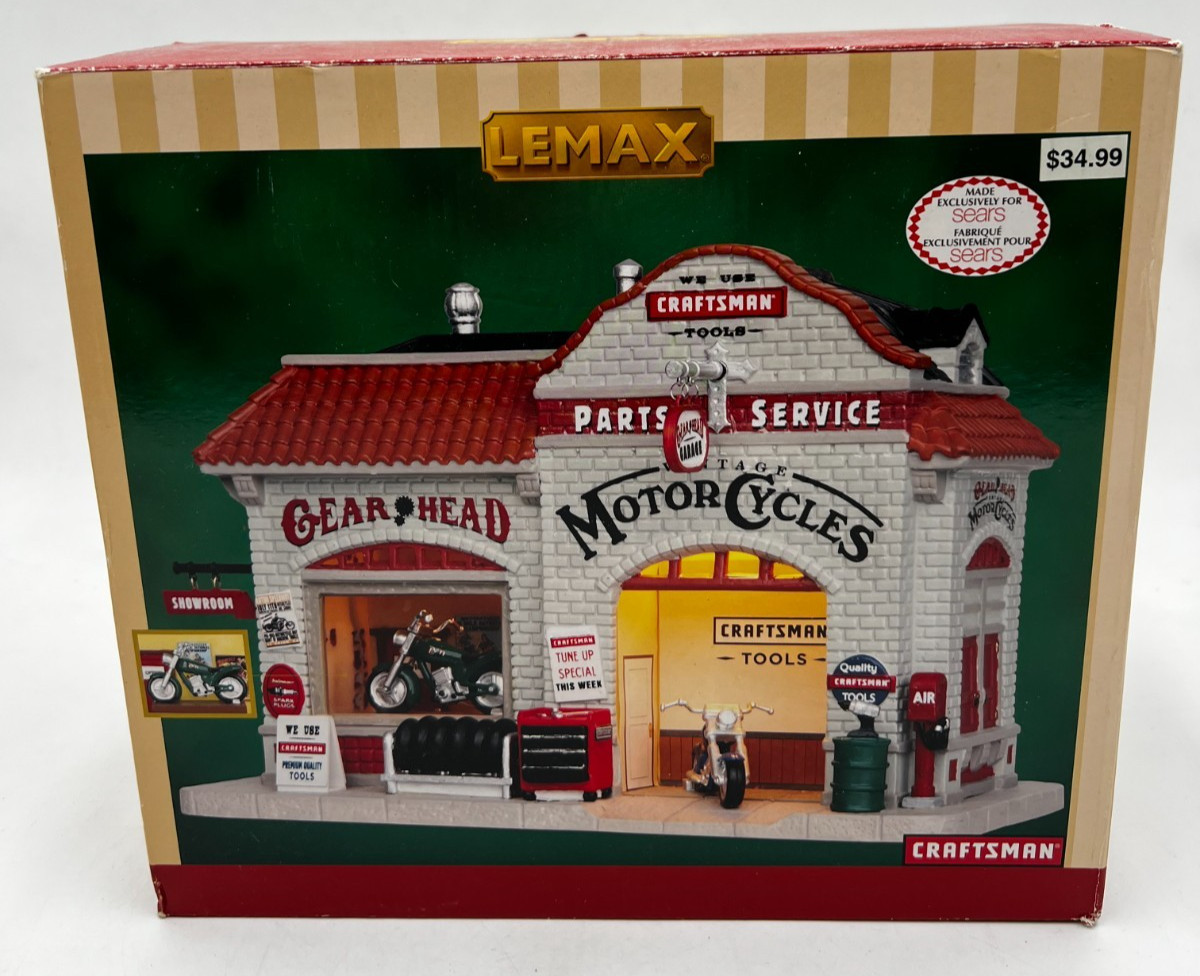 Lemax Gear Head Vintage Motorcycles 35589 Craftsman Sears Exclusive Lighted Lemax Gear Head Vintage Motorcycles 35589 Craftsman Sears Exclusive Lighted
