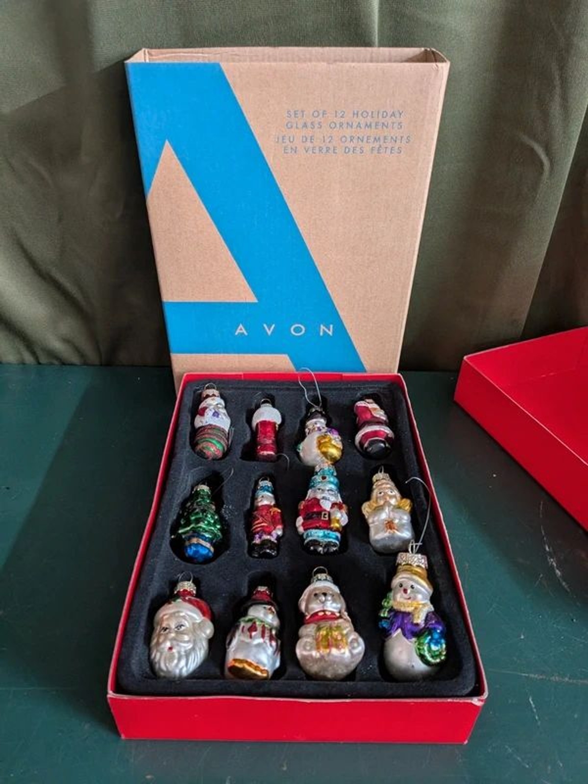 Vintage Avon Set of 12 Holiday Glass Ornaments