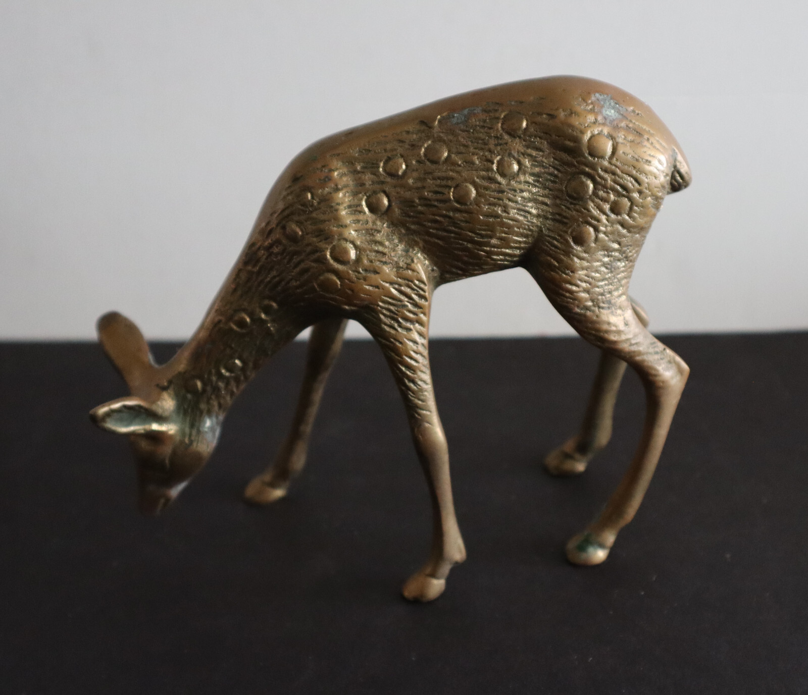 Vintage MCM Mid Century Brass Spotted Doe Fawn Deer Figurine 5