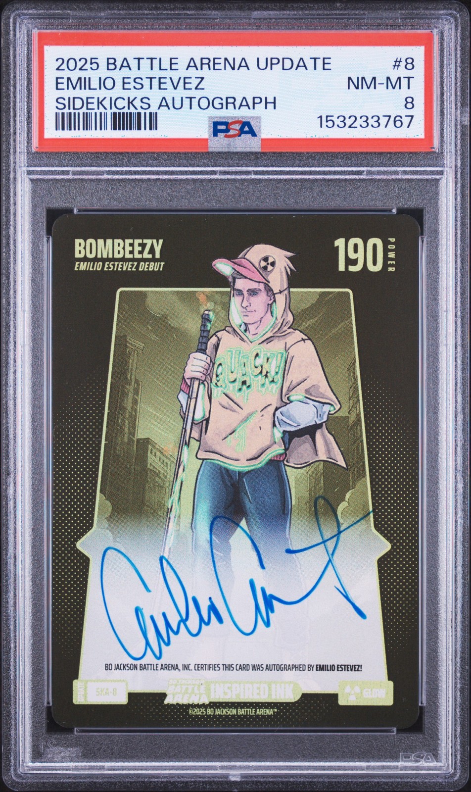 2025 BO JACKSON BATTLE ARENA UPDATE SIDEKICKS AUTO BOMBEEZY/EMILIO ESTEVEZ PSA 8