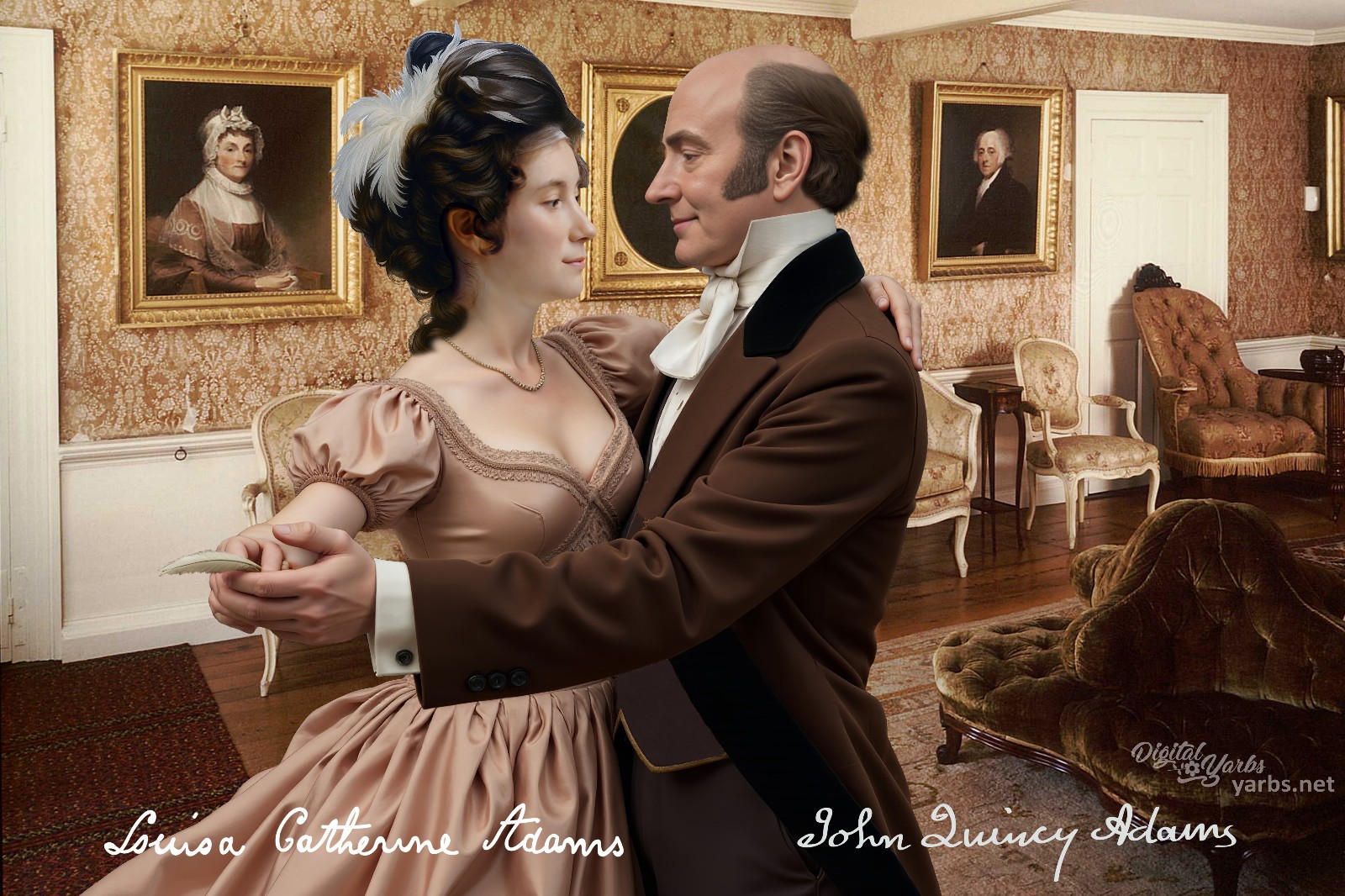Louisa Adams and John Quincy Adams Postcard - Autumn Waltz in Quincy - Life Mask