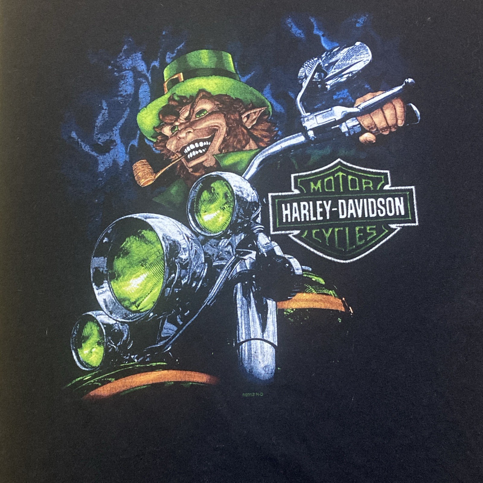 Harley-Davidson Dublin Ireland Leprechaun Shamrock Graphic T-Shirt Size L rare