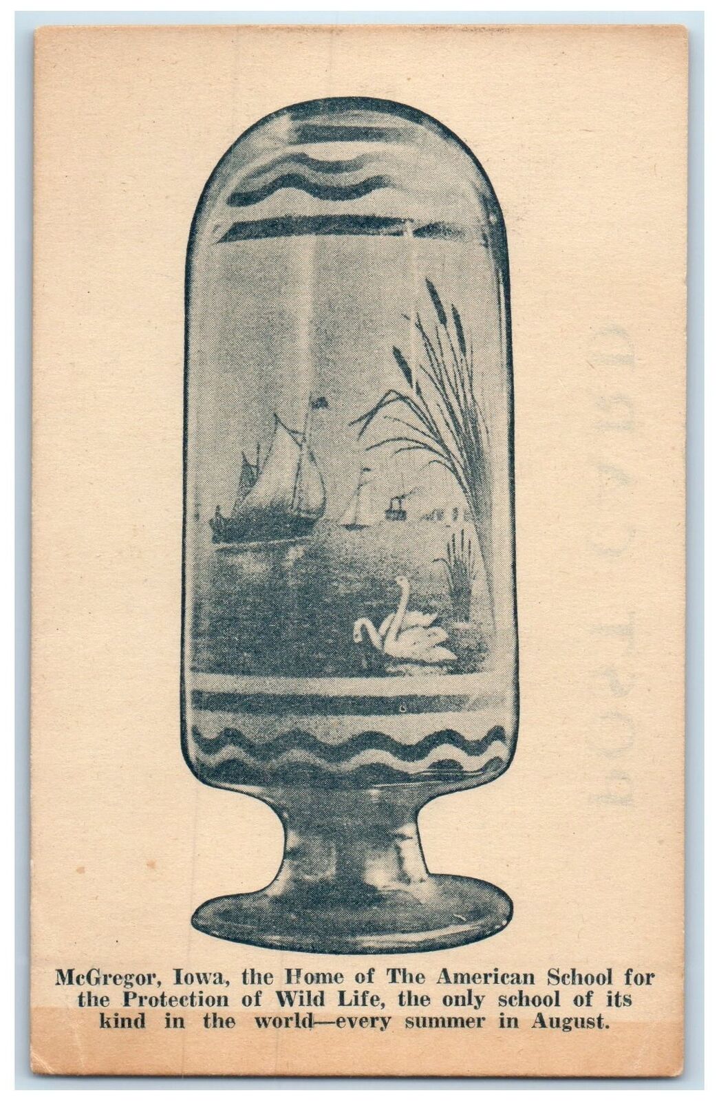 c1940\'s A Lost Art This Jar Contains Natural Colored Sand McGregor IA Postcard