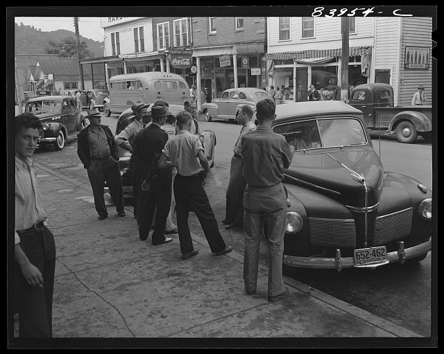 Photo:Summersville West Virginia 1942 Main Street Men Cars Storefronts