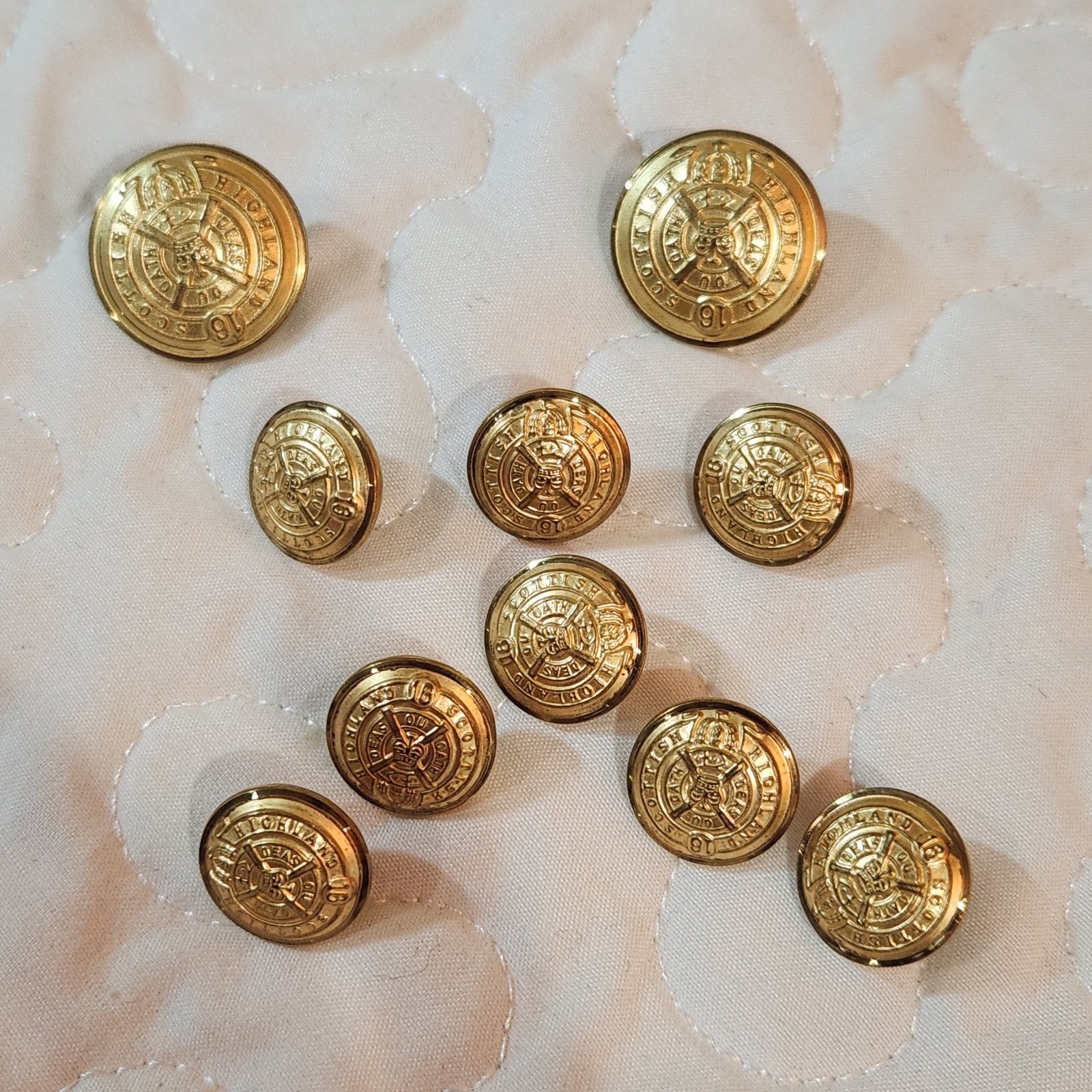 10 Scottish Highland Brass Button Infantry Deas Ou Oath Canada Crown BLAZER SET