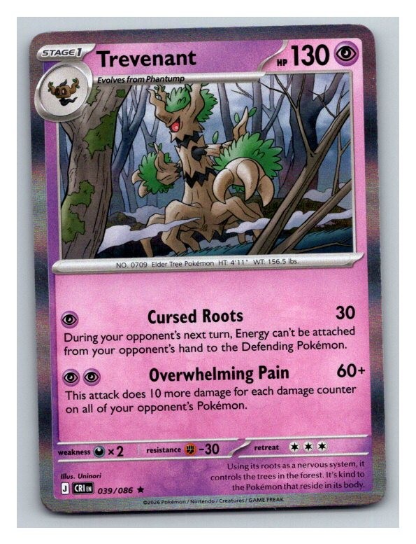 Trevenant Rare ME04: Chaos Rising 039/086 NM Holo