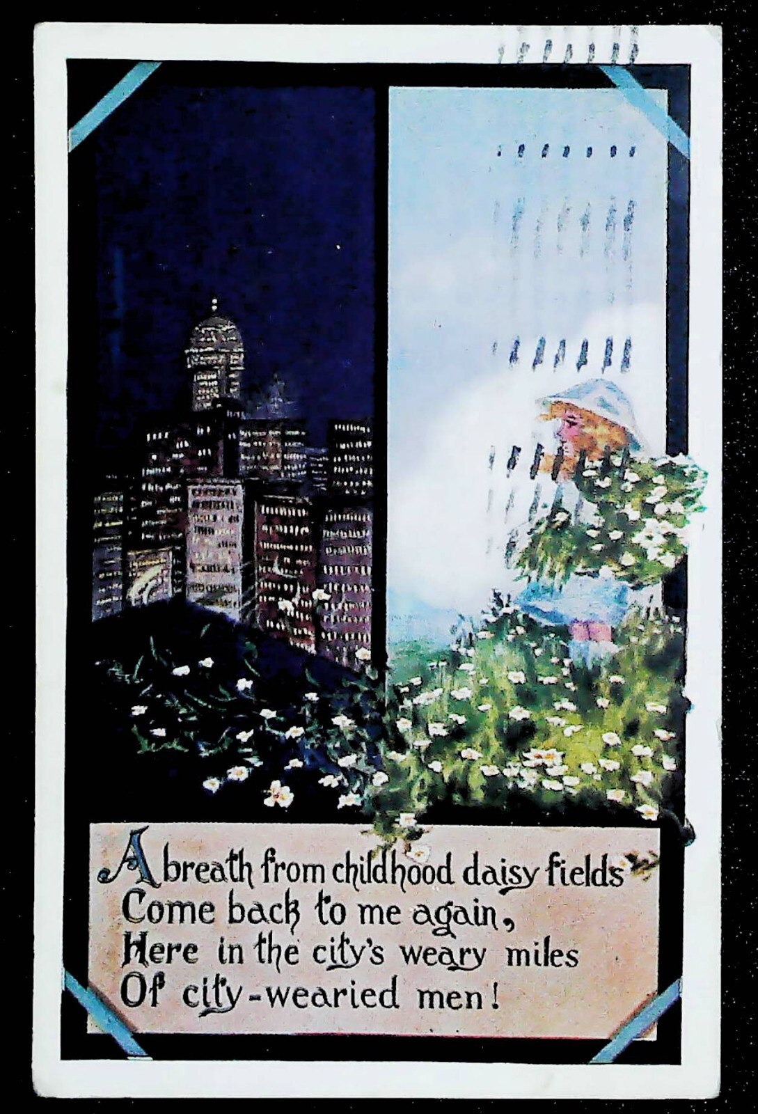 Vintage Child and Flowers Postcard Remanence Portis Kansas