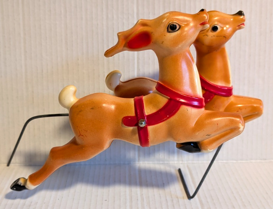 Vintage Empire Reindeer Blow Mold Figures Tabletop Decor Approx 8