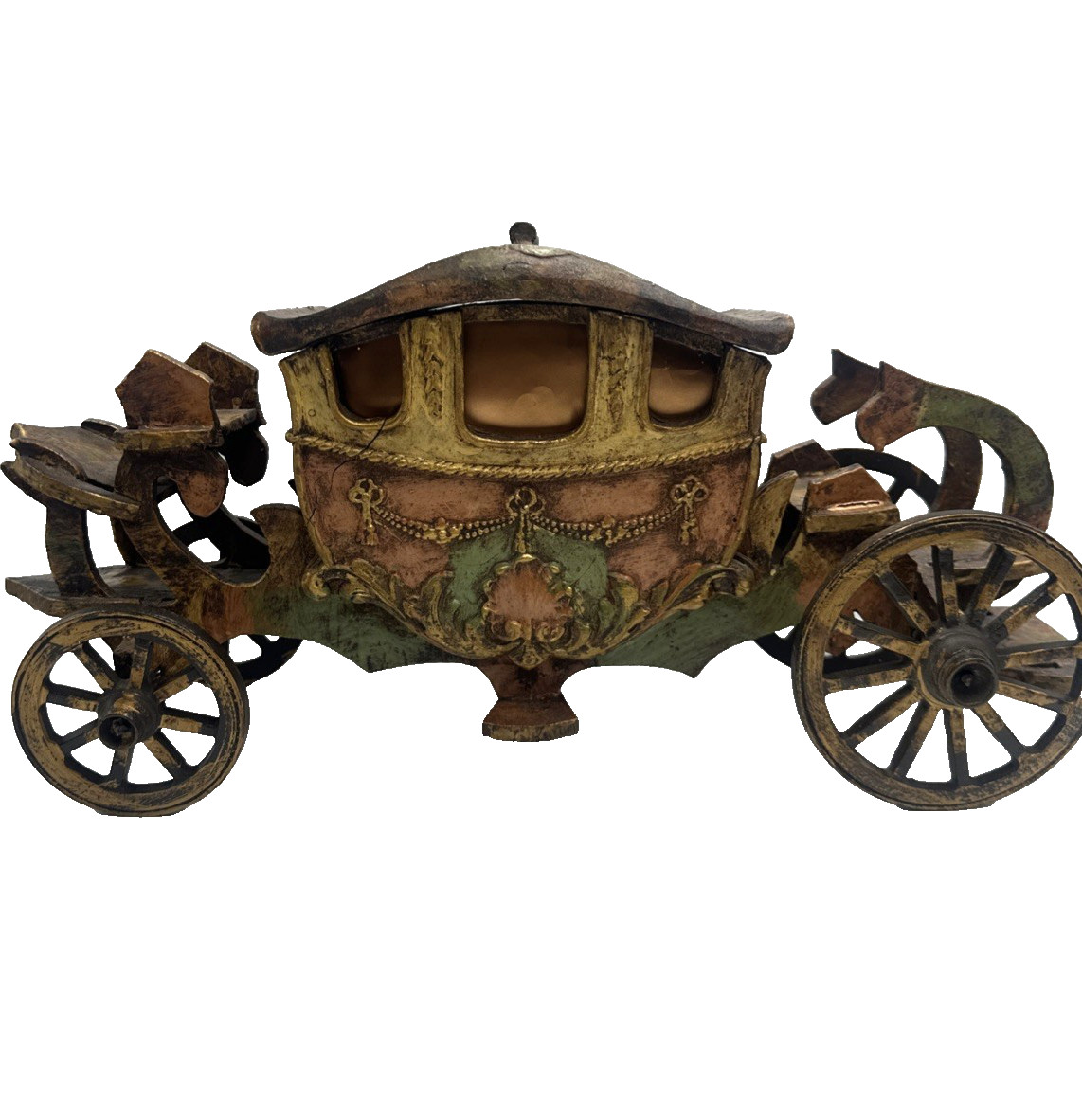 Paul F. Beich Store Display Candy Container Wood Carriage Metal Wheels Antique