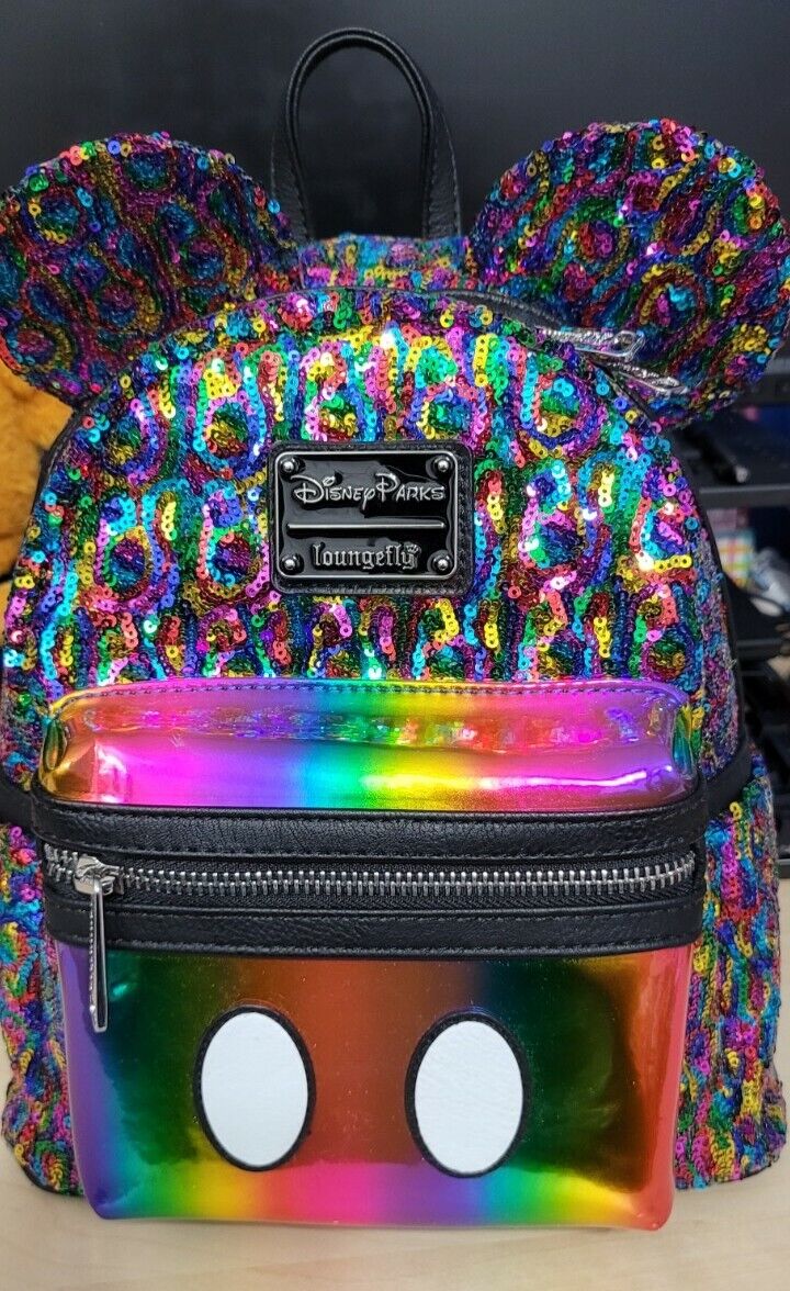 Disney Loungefly Mickey Rainbow Sequin Mini Backpack -NEW WITH TAGS - RARE