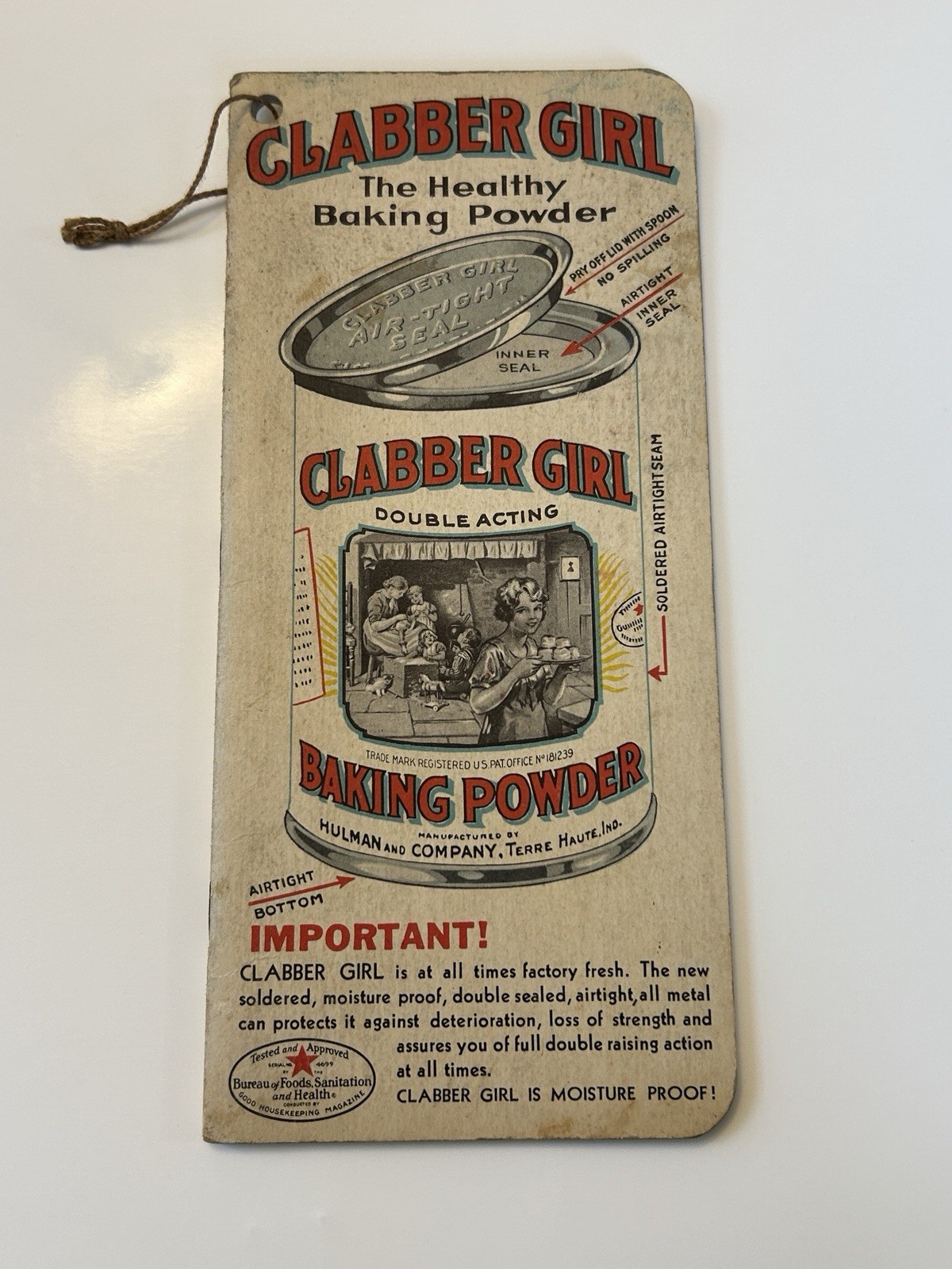 NOS Vintage Clabber Girl Baking Powder Advertising Note Book Pad