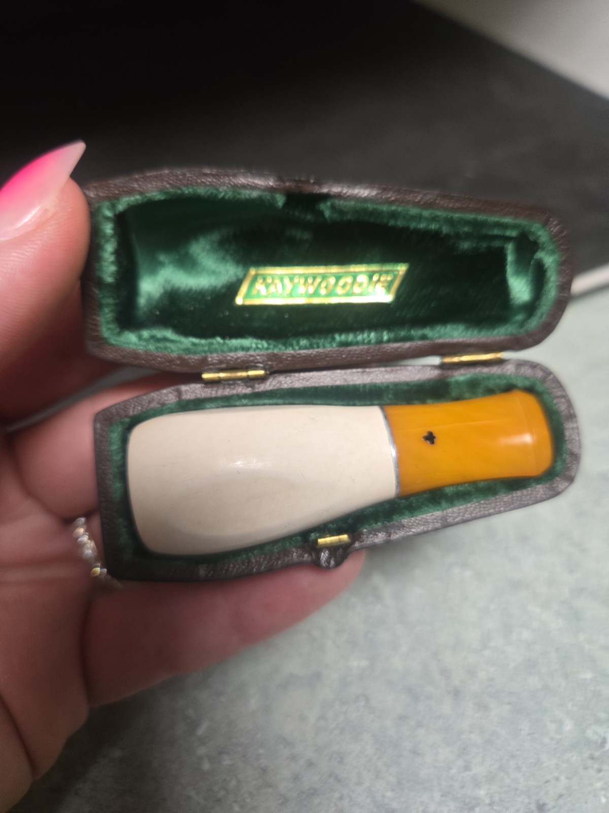 MINT Unsmoked 1930s Kaywoodie MEERSCHAUM Cigar Holder Set  4-Hole Stinger Case