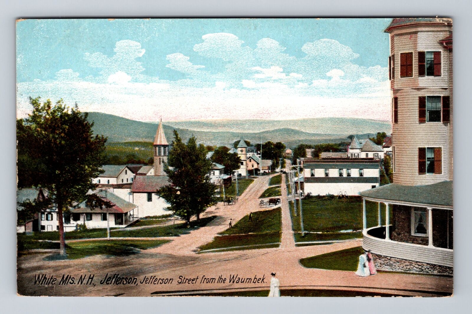 White Mountains NH-New Hampshire, Jefferson Street, Waumbek, Vintage Postcard