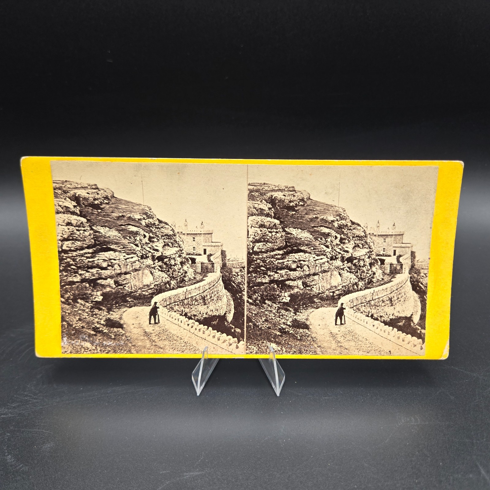 Antique Stereoview Card Llandudno North Wales Charles H. Burton 1800s Victorian