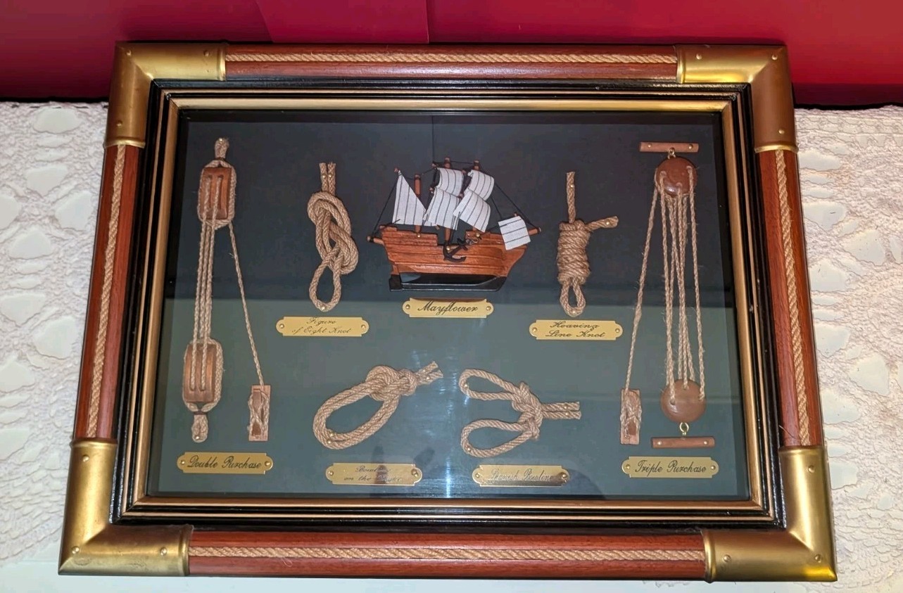 Vintage Nautical Mayflower Ship shadow box wood framed 16 Vintage Nautical Mayflower Ship shadow box wood framed 16