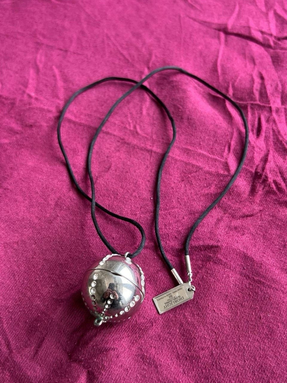 Dior DIORLIGHT Jeweled Necklace Crystal Ball Pendant Encrusted Crystals USED Y2K