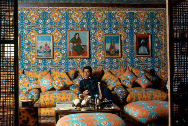 The Italian stylist Valentino sitting living room his house Appio - Old Photo