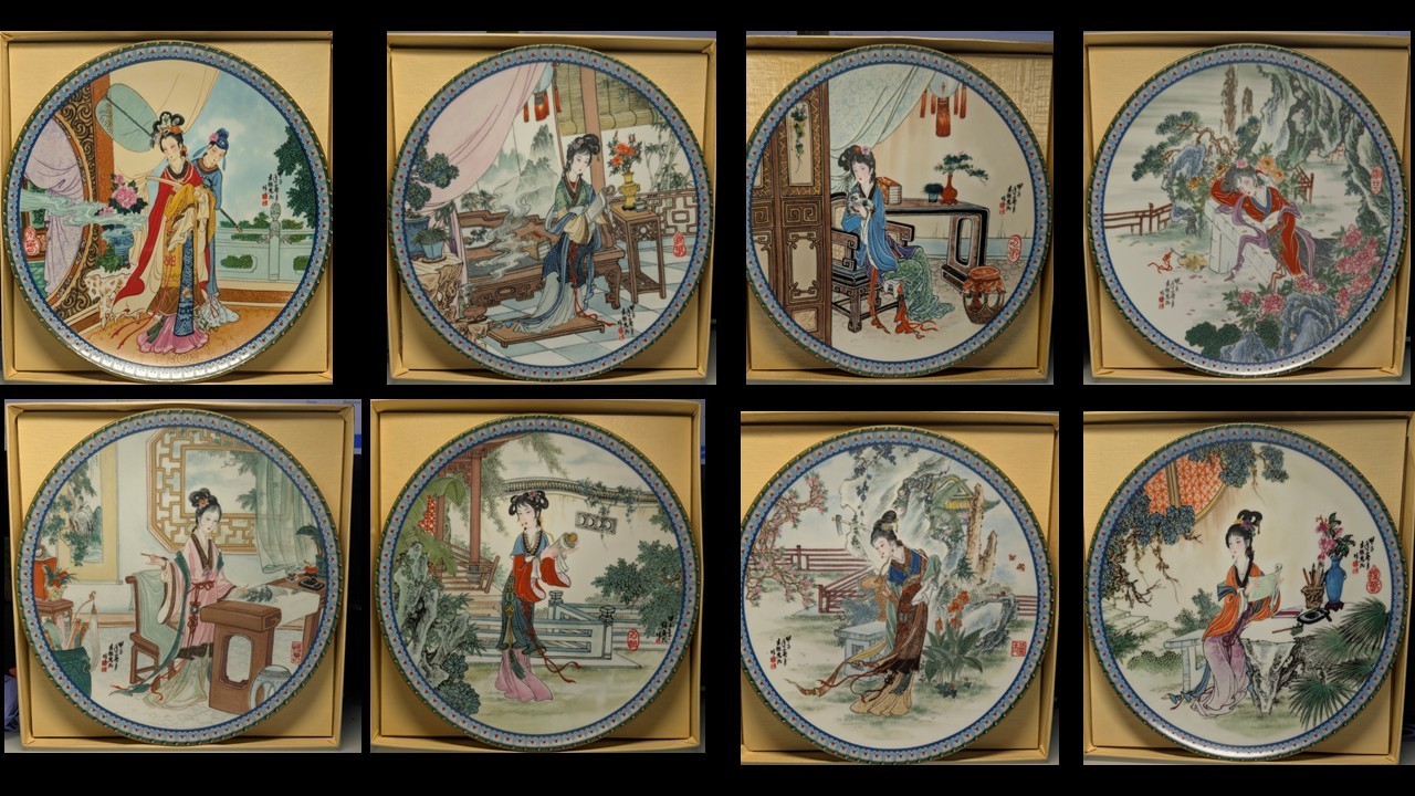 Imperial Jingdezhen 8 Beauties of Red Mansion Plates Zhao Huimin Boxed Set 红楼梦