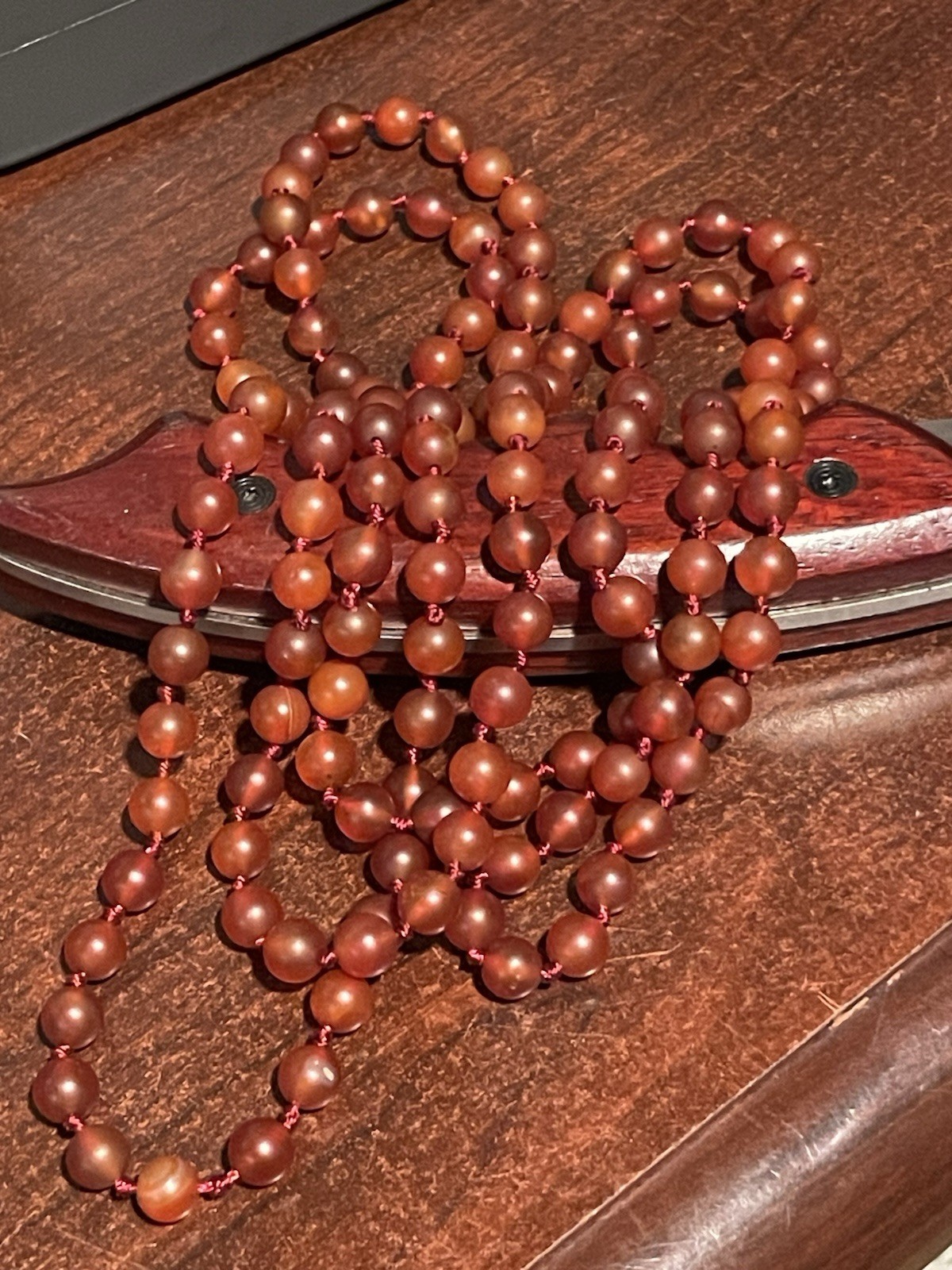 Vintage Estate Cherry Baltic Amber genuine beaded handknotted art deco necklace 