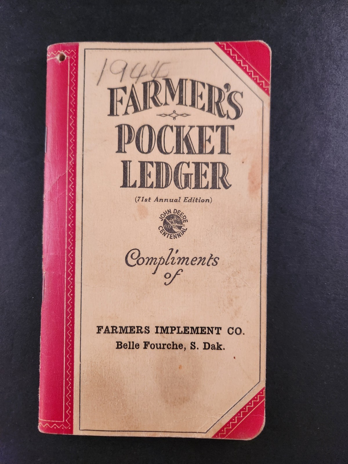 Vintage 1937-38 FARMER'S POCKET LEDGER John Deere 71st Edition BELLE FOURCHE SD Vintage 1937-38 FARMER'S POCKET LEDGER John Deere 71st Edition BELLE FOURCHE SD